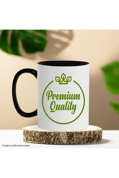 StoryGift Romania Mug With Message In English Premium Quality, Circle, Leaves, Crown, Geometric, Many, With