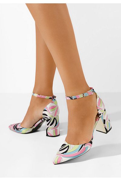 B T Shoes Pantofi Cu Toc Gros Linda Multicolori