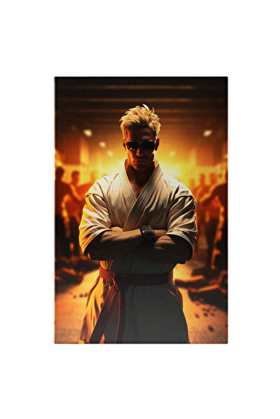 StoryGift Romania Tablou Canvas: Profesorul De Karate In Halat Alb Cu Centura Rosie Si Ochelari Negrii Cu Par Bl