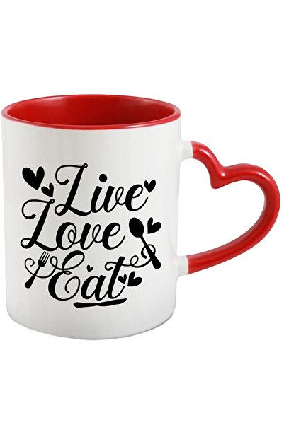 StoryGift Romania Cana Cu Inimioare Si Textul In Engleza "live, Love, Eat" - ...