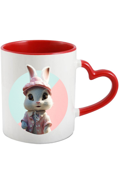 StoryGift Romania Cana Cu Animatie Draguta Cu Iepure Alb, Imbracat In Roz, Pa...