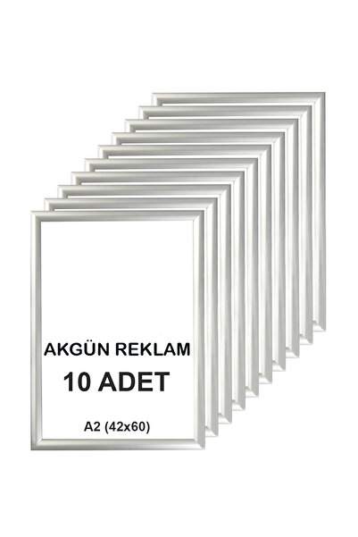 AKGÜN REKLAM A2 (42x60) Gri Alüminyum Çerçeve Açılır Kapanır Gönye Köşe 25mm 10 Adet