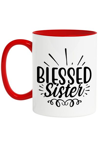 StoryGift Romania Mug for a Blessed and Beloved Sister with Red Handle, With Red Handle STG, STG