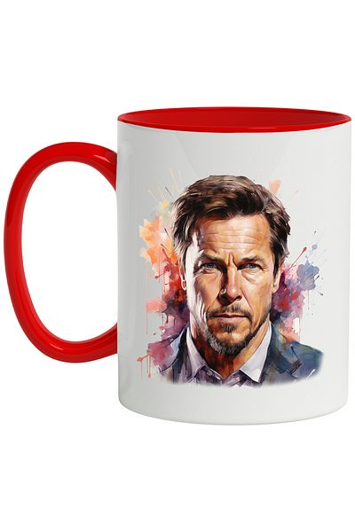 StoryGift Romania Mug With Mark Wahlberg, American Actor, Celebrity, Movie, Multicolor 330 ml, Sky, With