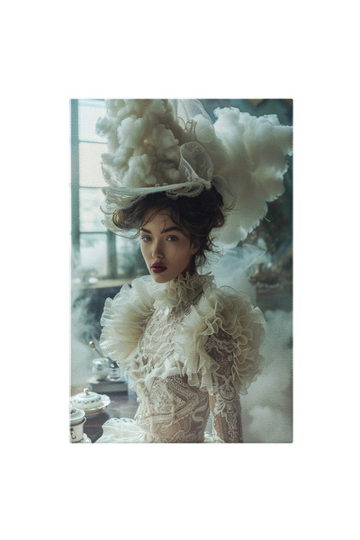 StoryGift Romania Tablou Canvas: Prințesă La Ceai În Rochie Albă Și Detalii V...