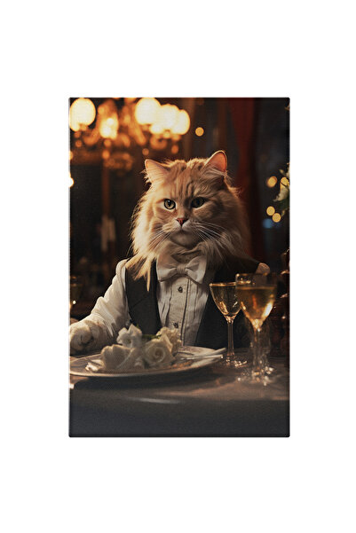 StoryGift Romania Tablou Canvas: Pisică Bengaleză Animată La Masă Și Costum- ...