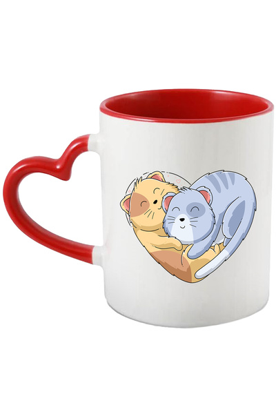 StoryGift Romania Cana Cu Doua Pisici In Forma De Inima, Ilustratie, Yin Si Y...