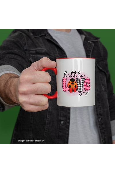StoryGift Romania Mug with the message "Little love bug", illustration, for children, ladybug, little, i, With ,STG