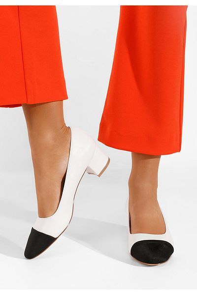 B T Shoes Coram White Low Heel Shoes