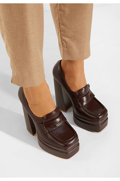 B T Shoes Dieppa brown heeled loafers