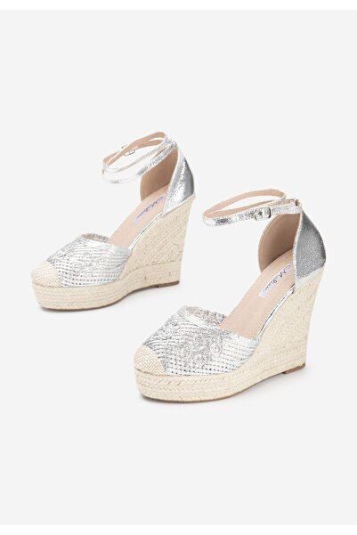 B T Shoes Sandale Cu Platforma Tip Espadrile Jolyne Argintii