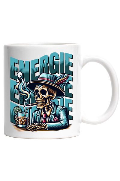 StoryGift Romania Cana Energie Schelete Cu Costum Relaxare Bautura , 330ml, Ceramic Cu Maner Alb, Cu Ma,stg