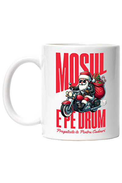 StoryGift Romania Cana Cu Mos Craciun Cool Pe Motocicleta Text Mosul E Pe Dru...