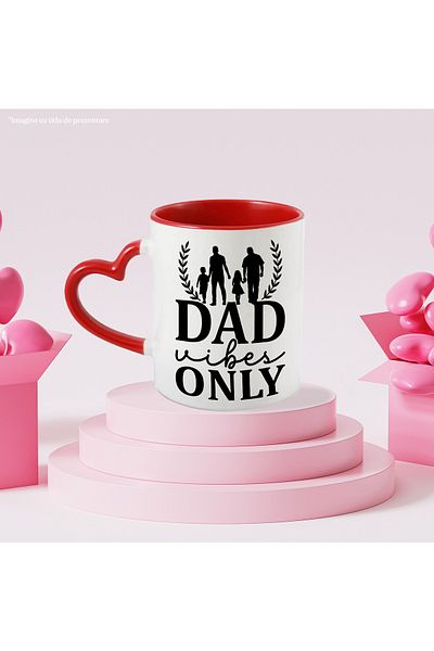 StoryGift Romania Mug with the text in English "Dad vibes only" - only dad vibes with Heart Handle, With ,STG