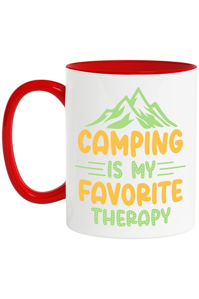 StoryGift Romania Mug with mountains and the message in English "Camping is my favorite therapy" - camping-u, Cu