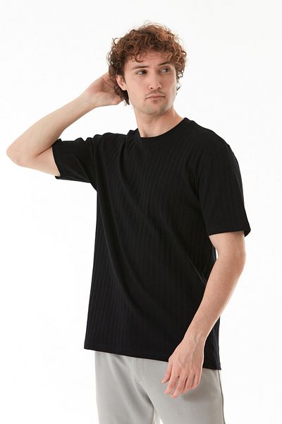 Fulla Moda Μπλουζάκι με ριγέ λαιμόκοψη