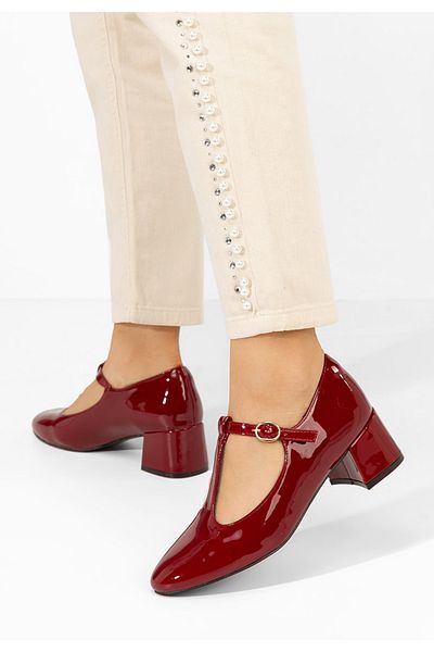 B T Shoes Kiora Red Chunky Heel Shoes