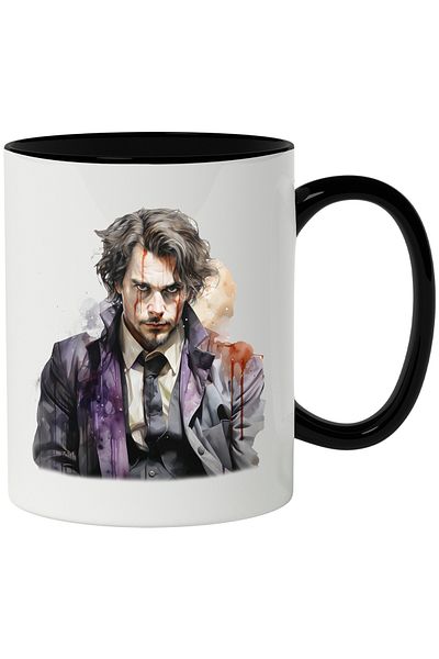 StoryGift Romania Mug With Joker, Costume, Man, Blood, DC, Villain, Multicolor 330 ml, Ceramic, With