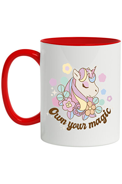 StoryGift Romania Cana Cu Mesaj In Engleza Own Your Magic, Unicorn, Flori, Stele, Multicolor 330 M, Cu ,stg