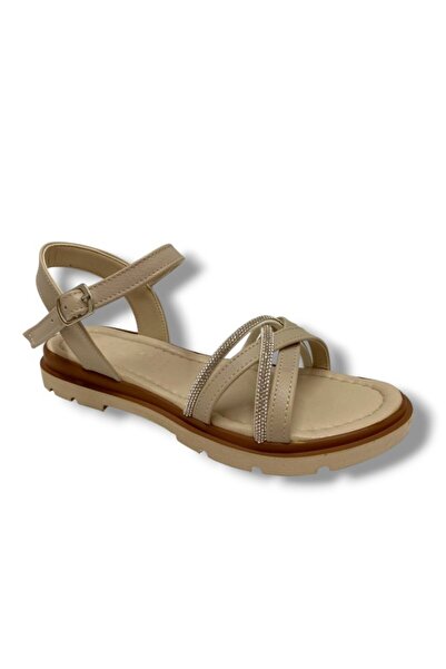 Etol E798-25 Sandale de damă din piele cu bandă anatomică încrucișată și pietre