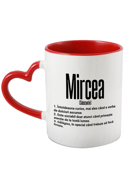 StoryGift Romania Cana Cu Numele Mircea, Cu Mesaj Amuzant, Curios, Sociabil, Galagios, 330ml, Cera, Cu ,stg