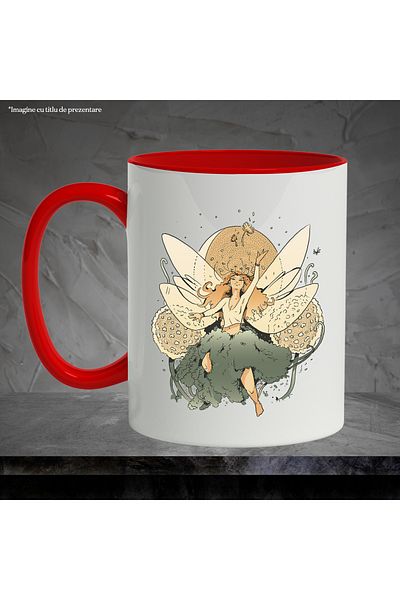 StoryGift Romania Mug With Fairy, Snakes, Nature, Flowers, Leaves, Skirt, Fantasy, Multicolor 330 ml, Ce, Cu,STG