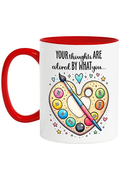 StoryGift Romania Mug with the message "Your thoughts are colored by what you...", profession, illustration, With