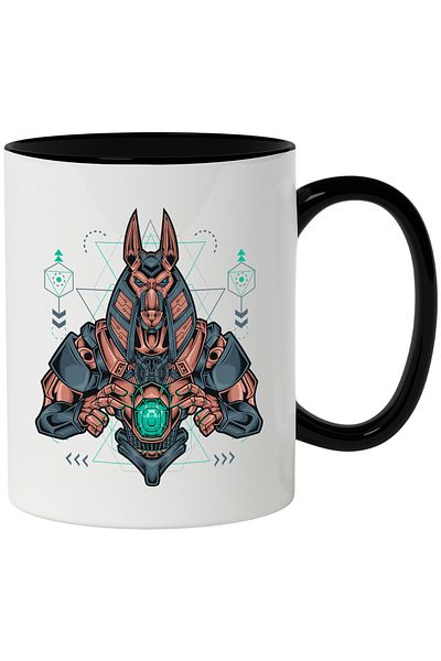 StoryGift Romania Anubis Mug, Mecha, Sci Fi, Geometric, Mythology, Multicolor 330 ml, Ceramic, With