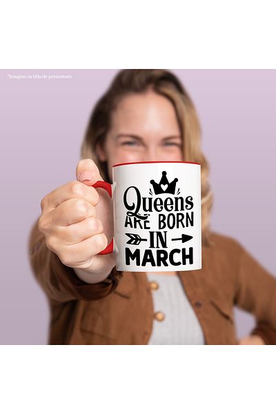 StoryGift Romania Mug with message stating that queens are born in March - heart with , With , STG.