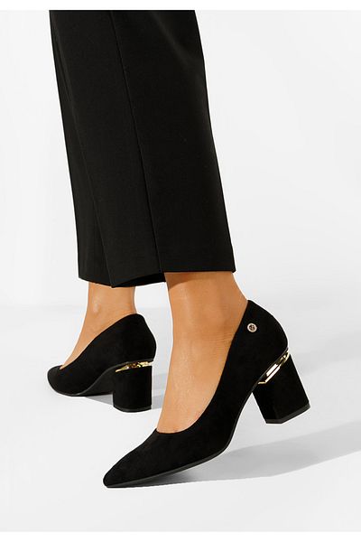 B T Shoes Pantofi Cu Toc Gros Eleganti Negri Nelia V2