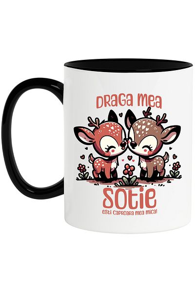 StoryGift Romania Mug Two deer wife love family lovers, 330ml, Ceramic with Handle, With
