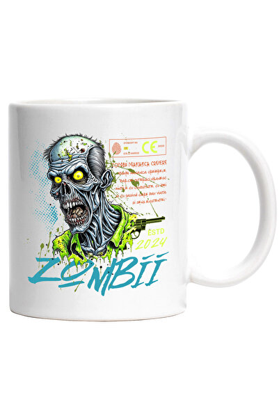 StoryGift Romania Cana Zombii Mananca Creiere , 330ml, Ceramic Cu Maner Alb, ...