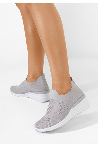 B T Shoes Šedé dámské tenisky na klínku Boka