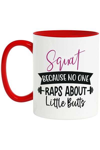 StoryGift Romania Mug for fitness lovers with the message "Squat, because no one raps about , Cu