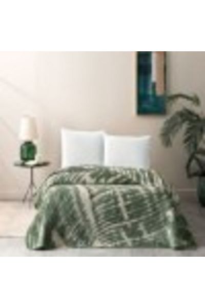 Taç Cotton and Mixed Fiber Blanket 200x220cm, Geometric Pattern, TAC, Vivien Green