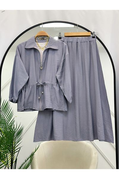 YEDİLALE Zippered Jacket Skirt Women's Double Set [Jacket and Skirt Included in the Price]