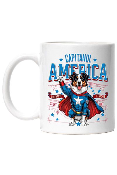 StoryGift Romania Cana Cu Ciobănesc Australian / Australian Shepherd Caine In Costum De Capitan Am, Cu ,stg