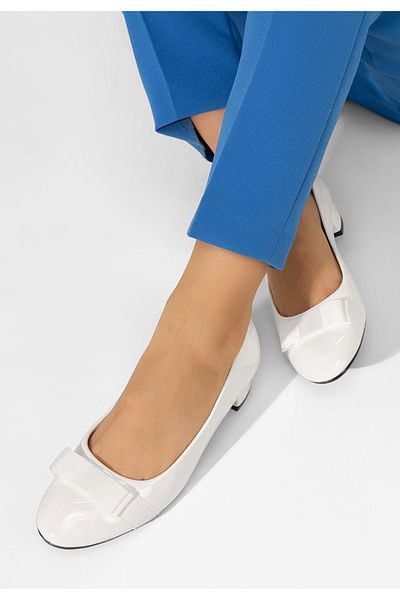 B T Shoes Jacki V4 White Low Heel Shoes