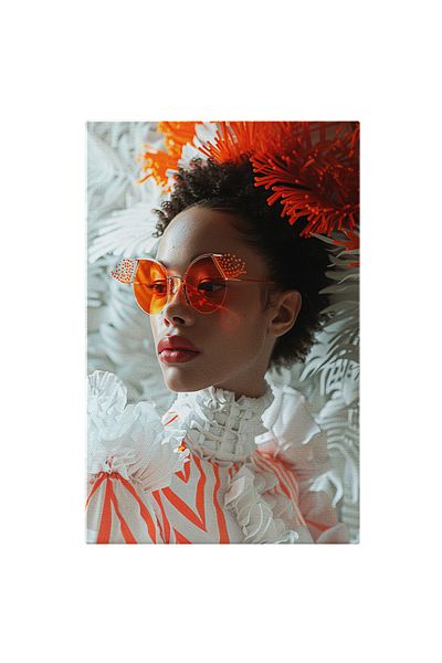 StoryGift Romania Canvas Painting 40 X 25cm Serious Girl Girl With Orange Glasses And Patterned Shirt, left
