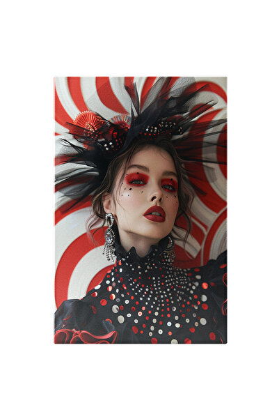 StoryGift Romania Tablou Canvas: Regina Neagra Cu Ruj Rosu Si Machiaj Aprins ...
