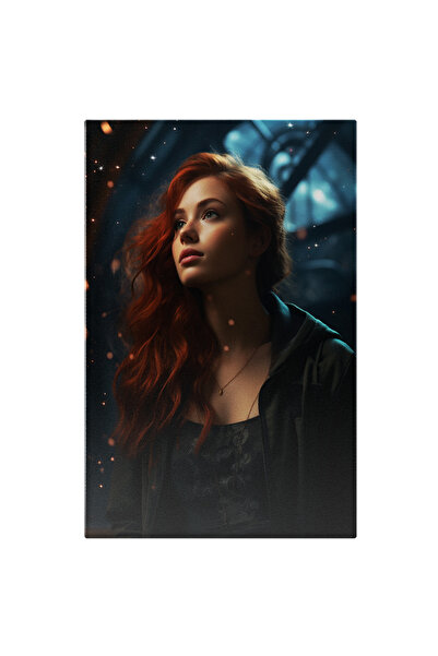 StoryGift Romania Tablou Canvas: Sclipitoarea Roscata Cu Par Lung Si Bluza Ne...