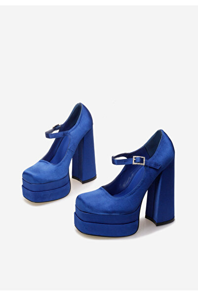 B T Shoes Modré lodičky s platformou Tixe