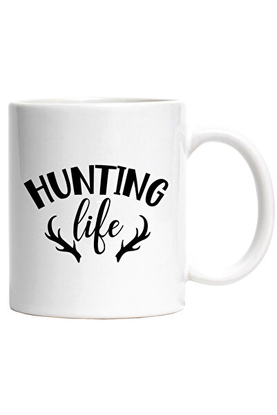 StoryGift Romania Cana Cu Niste Coarne De Cerb Si Textul "hunting Life" - Viata La Vanatoare Cu Ma, Cu ,stg