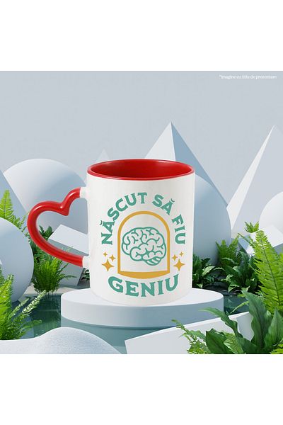 StoryGift Romania Mug Born to be Genius brain intelligence mind, 330ml, Ceramic with Heart Handle, With ,STG