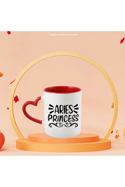 StoryGift Romania Mug with the zodiac sign Aries, illustration, zodiac sign, astrology, symbol, sign, princess with M, With, STG.