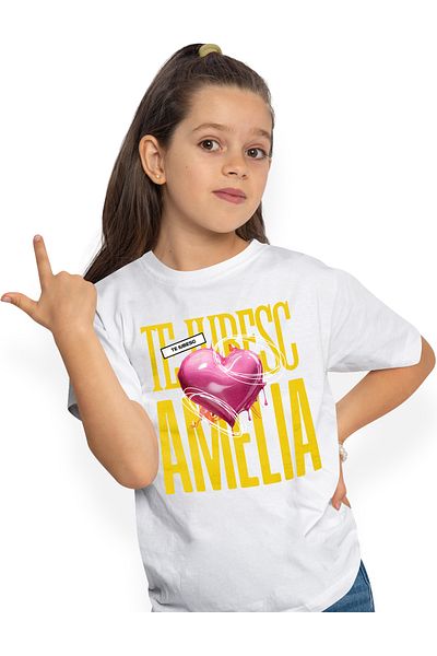 StoryGift Romania Tricou Copii Fete Te Iubesc Amelia, Dragoste, Inima, Iubire, Sfantul Valentin, Dragob,stg