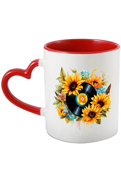 StoryGift Romania Cana Cu Un Disc Vechi, Ilustratie, Stil Retro, Vechi, Flori...