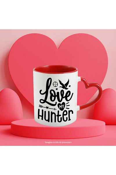 StoryGift Romania Mug with a bird for hunters appreciated by their girlfriends with Red Heart Handle, With,STG.