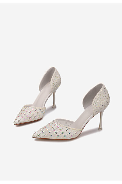 B T Shoes Bílé elegantní lodičky Lorita