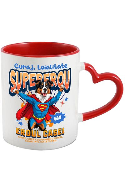 StoryGift Romania Cana Cu Ciobănesc Australian / Australian Shepherd Caine In Costum De Superman C, Cu ,stg